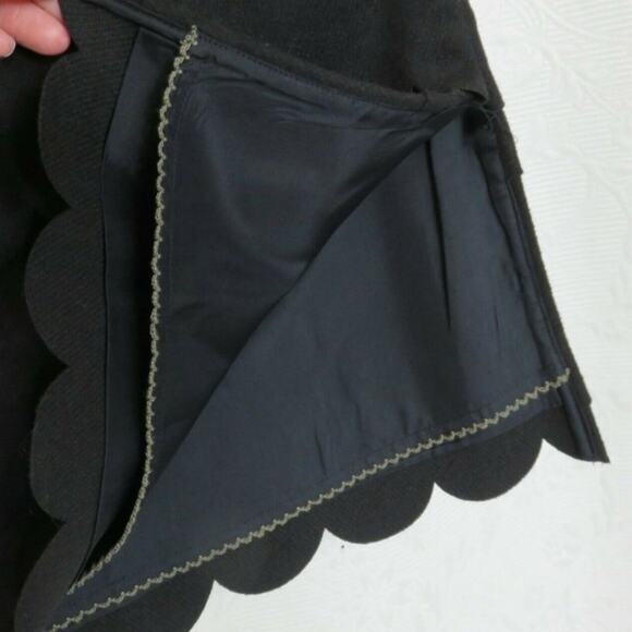 Anthropologie Maeve Black Tiered Scallop Wool Blend Pencil Skirt 4 - Picture 8 of 8